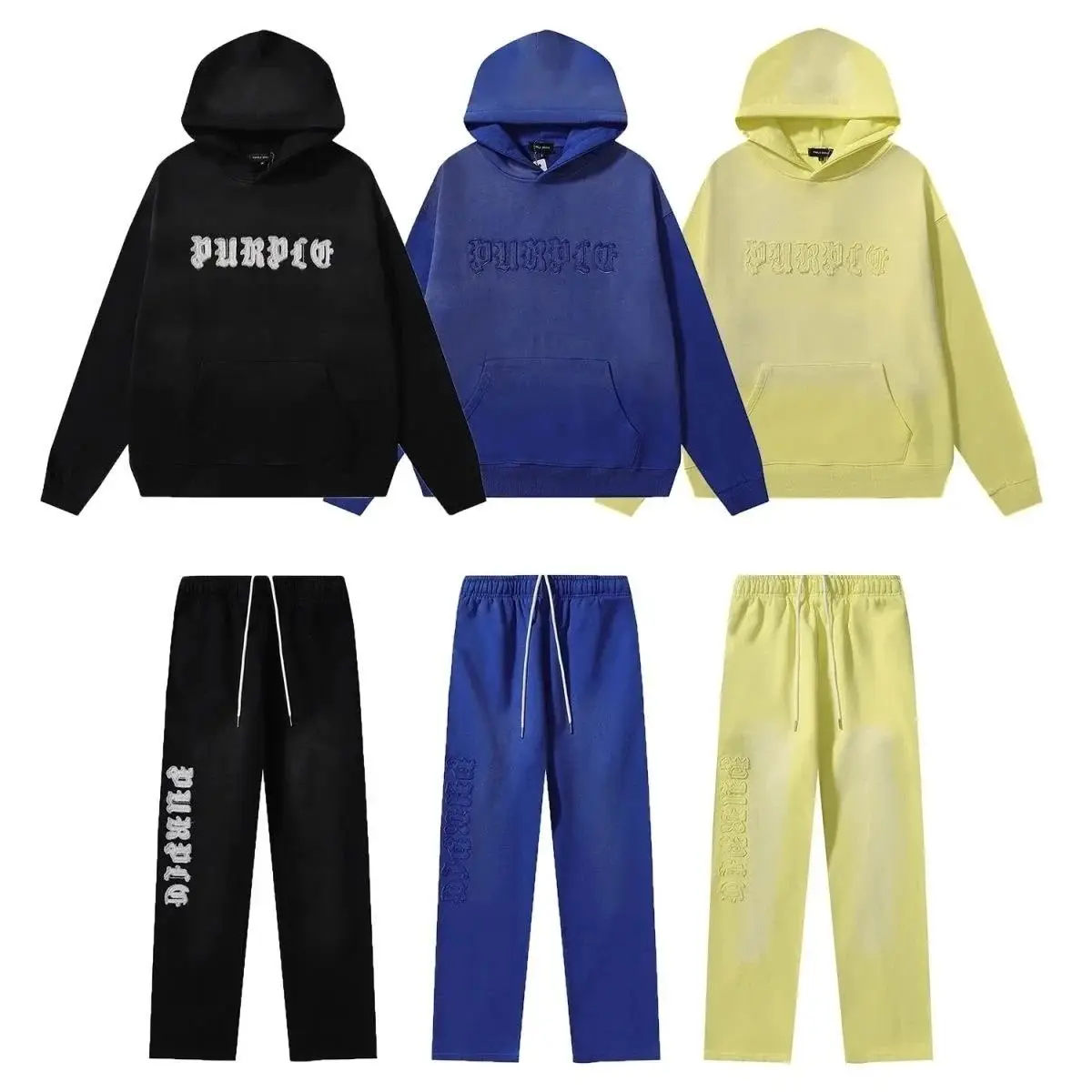Purple Tracksuits [Hoodie + Pants Set] in Black — photo 2 of 15